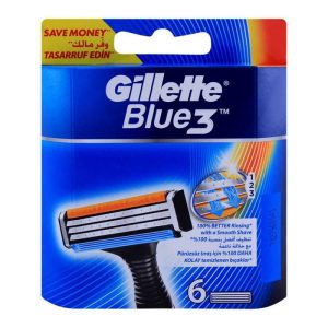 Gillette Blue 3 (Blue III) Cartridge Refills – Pack of 6