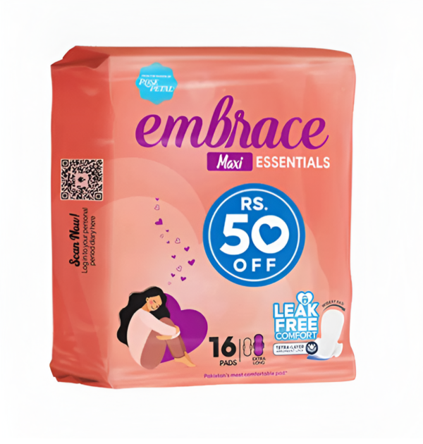 Embrace Essentials Maxi Thick Extra Long Sanitary Pads, Value Pack (16 Pads)​
