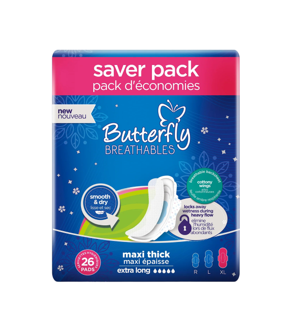 Butterfly Breathables Maxi Thick  Extra Long Trio Pack, 26-Piece​