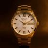 Omax PYD Men’s Gold Watch – 10 ATM Water Resistant, Day & Date, Elegant Stainless Steel